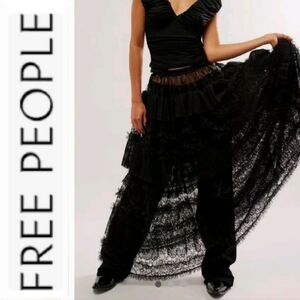 FREE PEOPLE Turn It Up Half Slip Maxi Tulle Skirt - Black